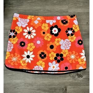 Victoria Beckham For Target Orange Retro Floral Mini Skirt Size 1X